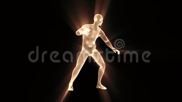 3D白线架人光线环路图形元素视频的预览图
