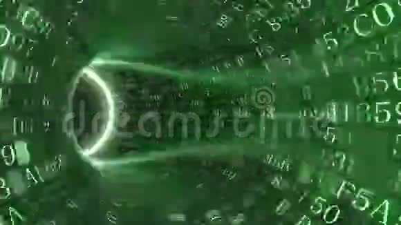绿色隧道由十六进制符号组成视频的预览图