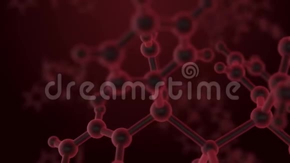 显微镜下分子结构红色背景液体中漂浮视频的预览图
