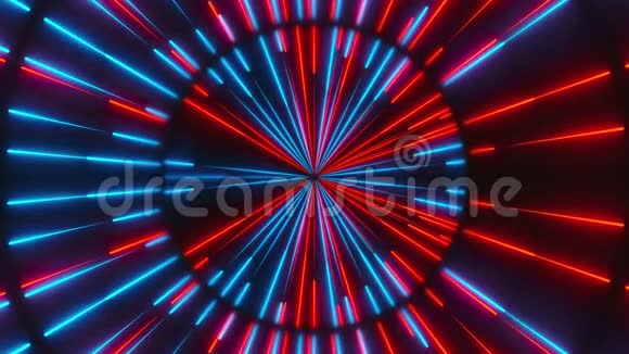 霓虹灯的构图有明亮的形状如霓虹灯隧道是在黑暗的空间3d渲染计算机生成的背景视频的预览图
