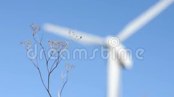 背景上的模糊风力发电机视频的预览图