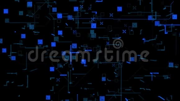 蓝色Techno二进制连接视频背景视频的预览图