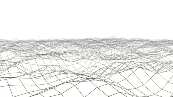 黑色三维网格在白色背景上慢慢变形摘要3D渲染视频的预览图