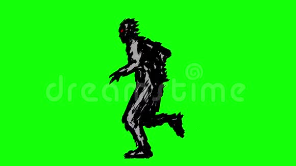 僵尸轮廓运行在绿色背景视频的预览图