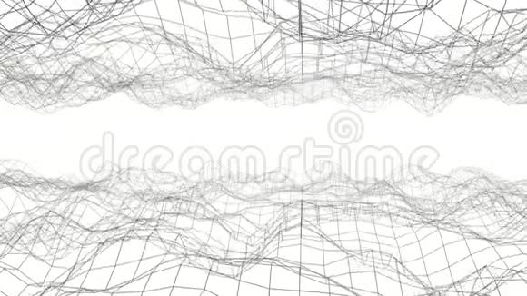 黑色三维网格在白色背景上慢慢变形摘要3D渲染视频的预览图