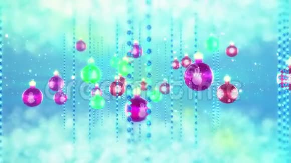 圣诞节背景与圣诞装饰品循环三维动画视频的预览图