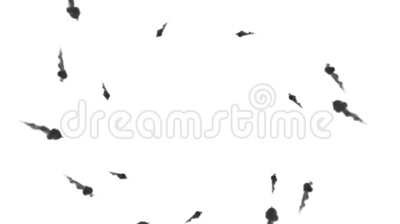 大量的流动形成环墨水注入是孤立的白色在缓慢的运动黑色飞溅在水中英奇视频的预览图