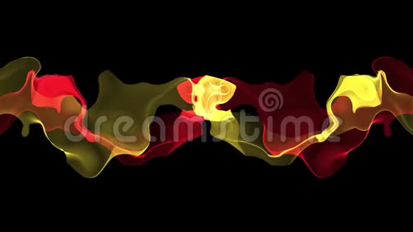 数码湍流颜料飞溅烟雾云带背景红黄新的独特品质彩色欢乐运动视频的预览图