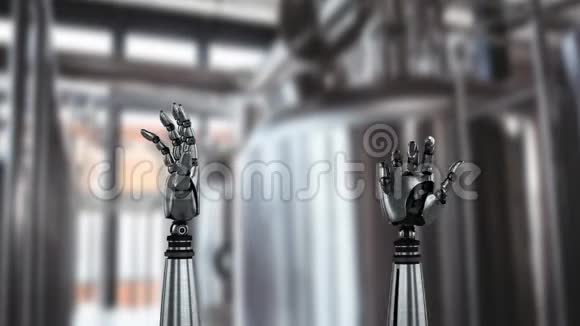 机器人的手和模糊的工业背景视频的预览图