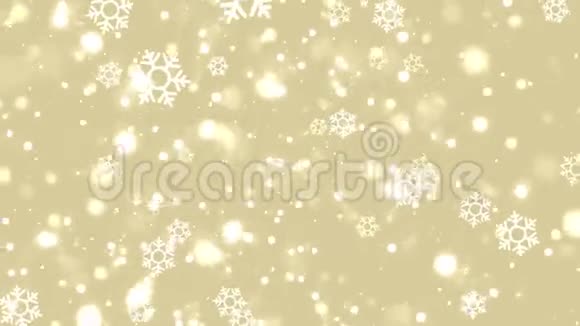 金色圣诞背景运动图形闪烁的波克雪花和星星循环视频的预览图