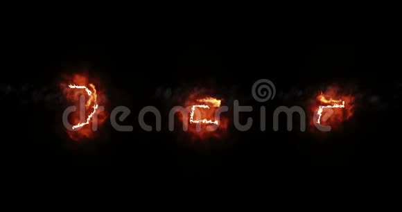 燃烧字体def火字文字与火焰和烟雾在黑色背景火热字母装饰的概念视频的预览图