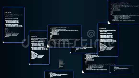 计算机监控屏幕动画显示窗口文件夹源代码和文本警告标志警告和闪烁系统h视频的预览图