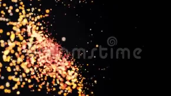 热爆炸粒子的转变从一个来源提取飞行粒子的动画发光的眩光集中在视频的预览图