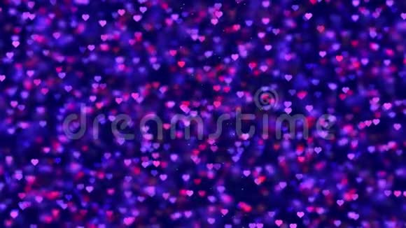 浪漫的旋转荡漾闪耀的爱情红心塑造紫色粉色粒子飞动循环背景情人节莫特视频的预览图