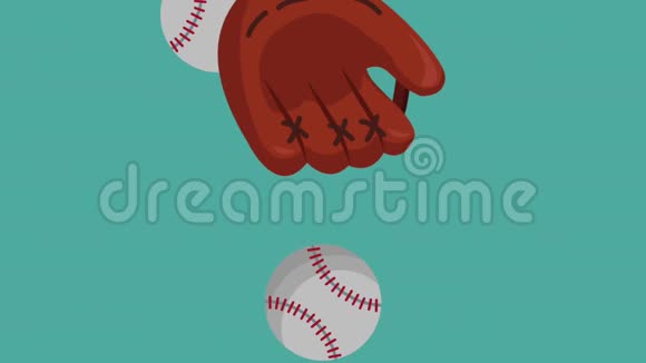 棒球手套和球雨高清动画视频的预览图