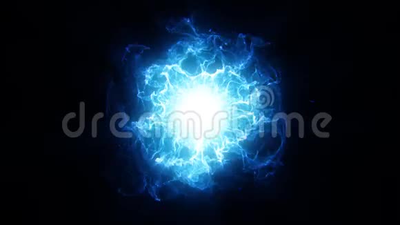 蓝色能源核心与波浪和火花图形元素视频的预览图