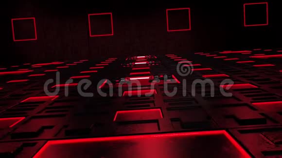 3D红版科幻科技室环境互联网标志背景视频的预览图