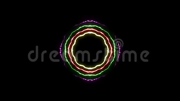 可循环动画RAINBOW闪电螺栓圆形打击黑色背景动画新质量独特动态自然视频的预览图