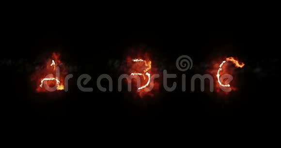 燃烧字体abc火字文字与火焰和烟雾在黑色背景火热字母装饰的概念视频的预览图