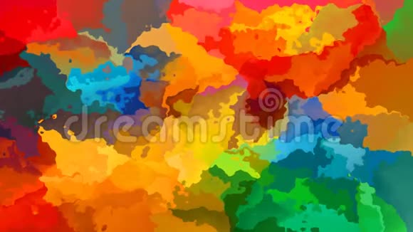 彩色彩色无缝环视频水彩画效果充满活力的彩虹全彩色光谱视频的预览图