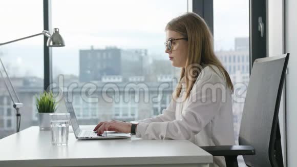 商务女性坐着用笔记本电脑视频的预览图