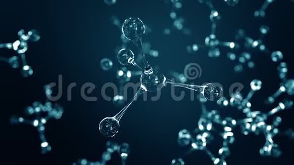 蓝色玻璃分子模型可循环运动背景视频的预览图