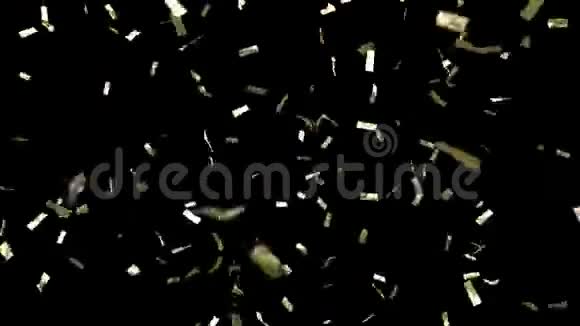 金色纸屑落在黑色背景上循环动画视频的预览图