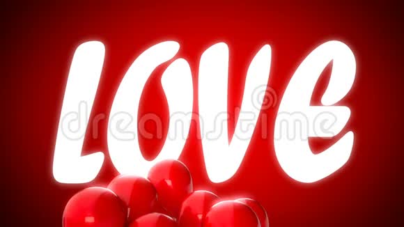 3CGI视频红色气球飞过文字爱完美的情人节动画视频的预览图