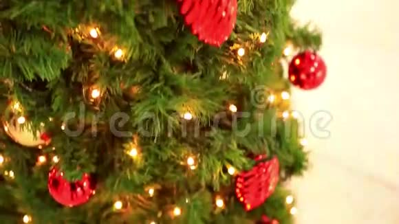 圣诞节装饰用冬青挂灯笼视频的预览图