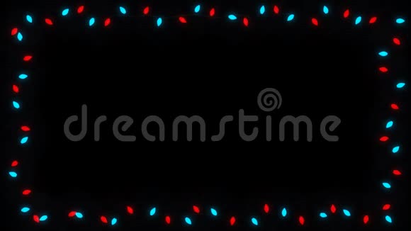 圣诞节光架加兰灯泡红蓝色脉冲视频的预览图
