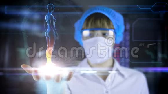 博士与未来的hud屏幕平板人体扫描未来的医学概念视频的预览图