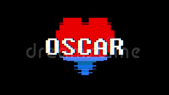 像素心OSCAR文字故障干扰屏幕无缝环动画背景新动态复古视频的预览图