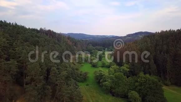 带森林的空中乡村高地景观山谷视频的预览图