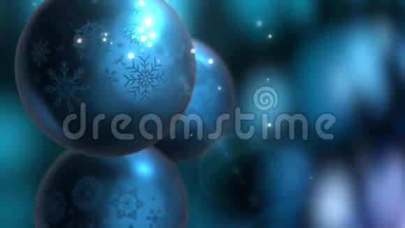 圣诞节和新年装饰摘要蓝色模糊的Bokeh假日背景圣诞树灯闪烁视频的预览图
