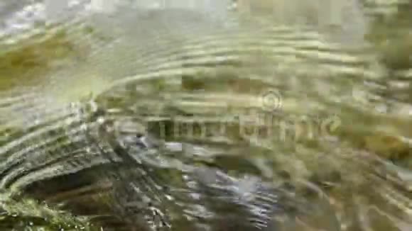 水流冲击岩石在河中荡起涟漪视频的预览图