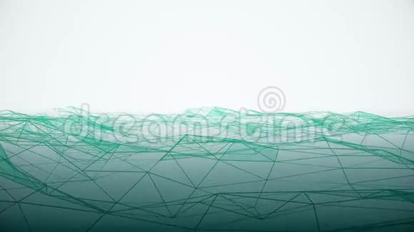 未来主义网络空间网格网多边形线架丘陵景观无缝环路绘图运动图形动画视频的预览图