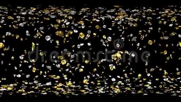 360VR飞行浪漫金色银花花瓣坠落阿尔法通道循环视频的预览图