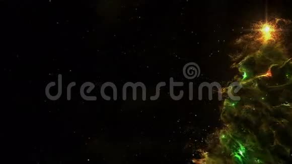绿黄星云圣诞枞树背景无缝环路4k分辨率视频的预览图