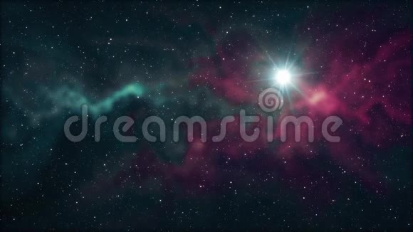 孤独的大星闪烁着柔和的星云星夜空动画背景新品质自然风景凉爽视频的预览图