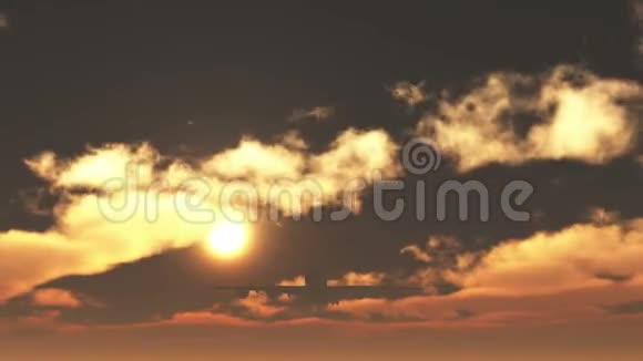 飞机起飞飞向太阳翻滚的云视频的预览图