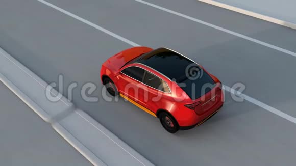红色SUV紧急制动避免车祸视频的预览图