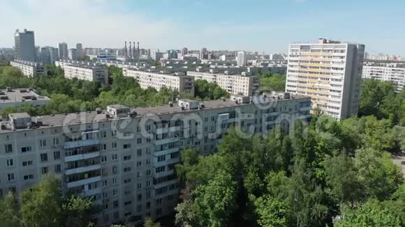 俄罗斯莫斯科SevernoyeTushino地区的俯视图视频的预览图