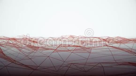 未来主义网络空间网格网多边形线架丘陵景观无缝环路绘图运动图形动画视频的预览图
