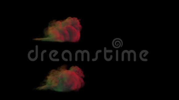 红色和绿色的冲击波向右发散旋转的烟雾视频的预览图