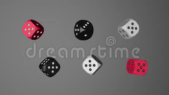 红白黑骰子循环移动3D渲染4K视频的预览图