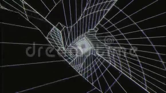 3D白色科幻数字隧道循环背景VHS风格V2视频的预览图