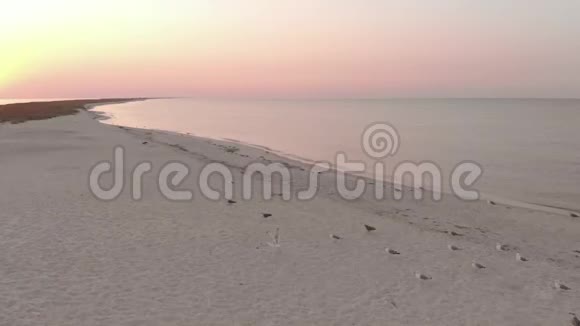 日落时的海滩和大海视频的预览图