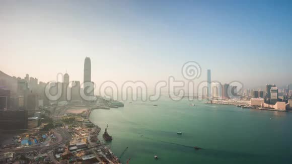 夏季晴天香港天台全景4k时间流逝中国视频的预览图