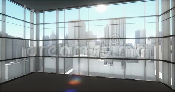 从办公室窗口俯瞰抽象的城市建筑视频的预览图