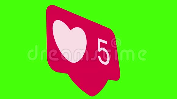 社交媒体红爱心计数器图标动画上的绿色屏幕视频的预览图